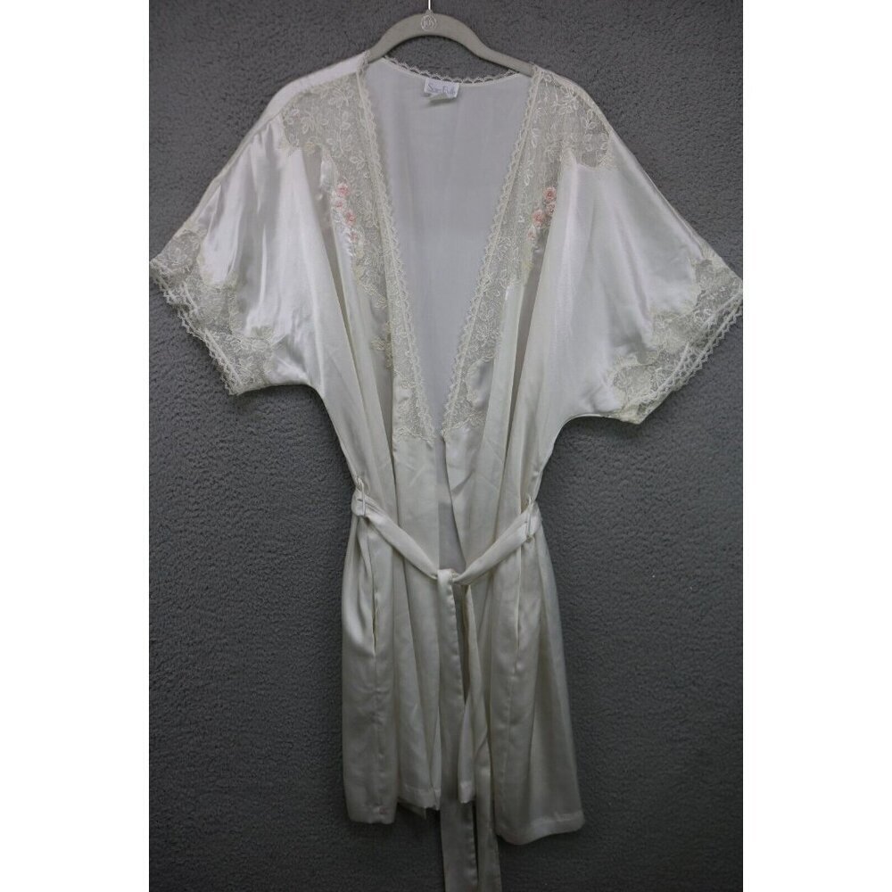 Sara Beth‎ Vintage Beaded Embroidered Lace & Satin Robe-L/XL-Dainty